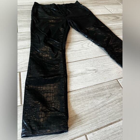 FRAME Le High Skinny Croc-Embossed Jeans Black Designer Size 30 - Picture 7 of 13
